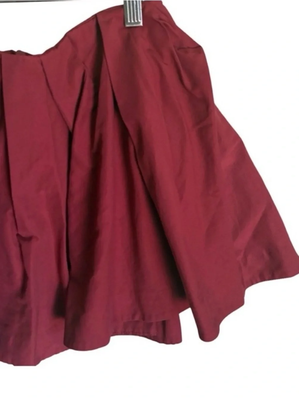 COS Ruffle Mini Skater Skirt Burgundy